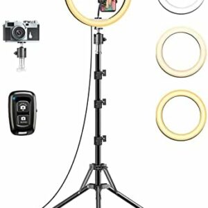 12,6 Zoll Ringlicht mit Groß Stativ Handy (Gesamthöhe 180 cm), Pnitri Großes Ringleuchte & Selfie-Ringlicht für Live-Streaming, Make-up, YouTube, TikTok Videos, Fotografie