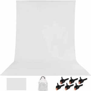 FDGAUCA Weiß Photo Background 1.8 x 2.8 m,Foldable Weiß Rollup Fabric Fotohintergrund,Weiß Hintergrund Made of Cotton Polyester Mix with 6 Background Clip(Approximate Weight: 700 g)