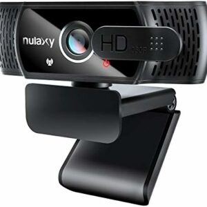 Nulaxy C900 Webcam mit Mikrofon, FHD 1080P Webcam mit Abdeckung, Webcam USB Plug & Play, Laptop PC Kamera für Video-Streaming, Konferenz, Spiele, Kompatibel mit Windows/Linux/Android