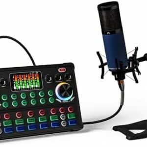 RUBEHOOW Kondensatormikrofon-Kit Streaming-Gerät mit DJ-Mixer Soundkarte für Live, Aufnahme, PC, Karaoke und Spiel Stimme