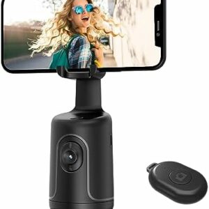 Auto Face Tracking Tripod – Empfindliche bewegliche Halterung, 360°Verfolgung, KI-Chip, Keine App erforderlich, kompatibel mit verschiedenen Handyhaltern unterschiedlicher Größe, Gestensteuerung