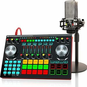 Live-Soundkarten-Set mit Mikrofon und Audio-Interface mit DJ-Mixer mit Voice Changer Podcast-Studio-Ausrüstung für Telefon, PC, Aufnahme, YouTube, TikTok, Live-Streaming (G5Pro-PK)