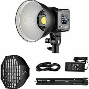 GVM 80W LED Videoleucthe mit Softbox, APP Steuerung 2700K-7500K LED Studio Dauerlicht, Konferenz Beleuchtung mit 8 Licht Effekte, Bi-Color LED fotolicht für Video YouTube Studio live Streaming