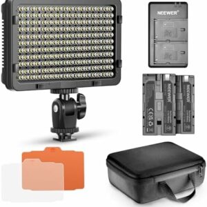 NEEWER 176 LED Videoleuchte Streaming Licht Set Videolicht Panel 3200-5600K, 2 x Li-Ion Akku, USB Ladegerät & tragbare Case, Key Light für Canon Nikon Pentax Sony DSLR Kamera Beleuchtung Fotografie