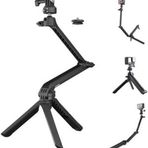 PGYTECH CapLock MantisPod Z, Video Vloggingd für DJI OSMO Action 4/3, Gopro Hero 12/11/10/9/8, OSMO Pocket 3/2, Action Kameras für Insta ONE RS/R/X3 mit 1/4″-20 Gewinde Adapter