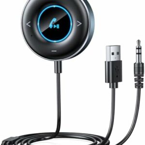 Rolgno Aux Bluetooth Adapter Auto, [Plug & Play] Bluetooth 5.3 Empfänger Klinke 3.5mm, Freisprechanrufe, Dualverbindung, Hi-Fi Musik, für Heim-Stereo, Auto Lautsprecher, Kabelgebundene Kopfhörer