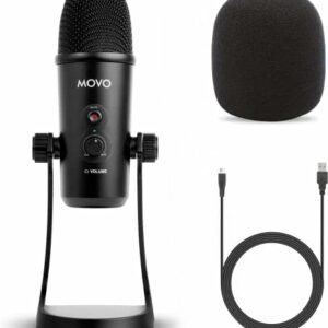 Movo UM700 Desktop USB Mikrofon für Computer mit einstellbaren Tonabnehmermustern perfekt als Podcast-Mikrofon, Streaming-Mikrofon, Gaming-Mikrofon und mehr