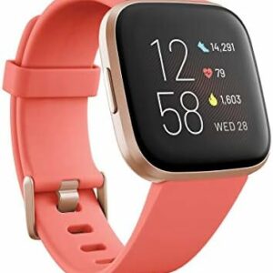 Fitbit Versa 2 Health & Fitness Smartwatch Voice Control, Sleep Score & Music, Blossom, with Alexa Built, One size