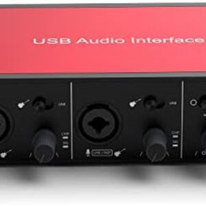 USB Audio Interface Computer Audio Interface mit XLR-Buchse (24Bit/192kHz)+48V Phantomspeisung Aufnahme Heimstudio Ausrüstung für Mac/PC Aufnahme Musik Produktion Streaming Podcasting