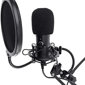 NIVOK Mikrofone Lautsprechermikrofon mit Soundkarten-Lautstärkeregler LED-Video-Ringlicht für Gaming-Aufnahme Live-Streaming-Ausrüstung Gesangsmikrofone