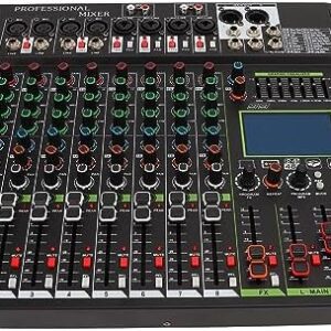 Alomejor Profi-Soundboard mit LCD-Display, Metall, Genaue Einstellung, Mischkonsole, DJ-Ausrüstung für Live-Streaming