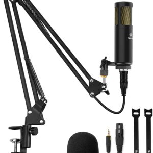 Squarock Podcast Studio Dynamisches Mikrofon LAB1 für Podcast-Ausrüstung, Bundle mit 3,5 mm Audio-XLR-Kabel für Streaming, Aufnahmen, Gaming