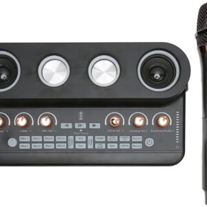 Podcast Ausrüstungspaket, Audio Interface All in One Podcast Ausrüstung mit Mikrofon, RGB Licht, Podcast Produktionsstudio für Live Streaming, Karaoke, PC, Smartphone (Schwarz)