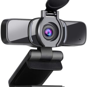 DERICAM HD 1080P Webcam mit Mikrofon, USB Webcam mit Datenschutzabdeckung, Computerkamera für Skype, Videoanrufe, Konferenzen, Aufzeichnung, Streaming, PC, Mac, Laptop