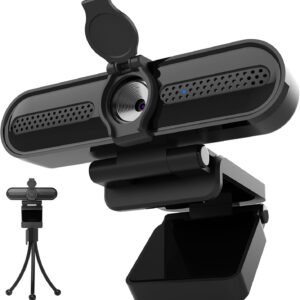 VIZOLINK W4DS Webcam PC mit Mikrofon, 4k/18Fps, 1080P/60Fps, 78°Sichtfeld, Fester Fokus, Belichtungskorrektur, Plug&Play, Full HD Webcam mit Stativ, Abdeckung für Videoanruf, Konferenz, Live Streaming