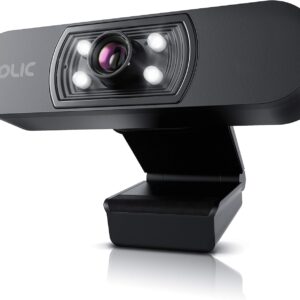 CSL – Full HD Webcam mit Mikrofon 1080p – 1920x1080P – 4 Hilfslichter/Szenelicht– 5P Linse – automatischer Weißabgleich – für PC MAC – schwarz