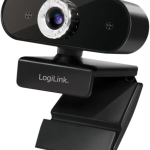 LogiLink UA0371 – Pro Full-HD-USB-Webcam mit Mikrofon für gestochen scharfe Videogespräche über Skype/Google Meet/FaceTime/FB Messenger/etc.