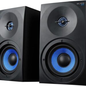 Woxter DYNAMIC LINE 410 FX,Stereo-Gaming-Lautsprecher 2.0 (Autoamplifiziert mit 150W Leistung, Holz,Tieftöner 4″,2 Hochtöner,3.5 mm,RCA,Bass-SLR, Kontrolle(Volumen, Akut, Bass),Bücherf-Lautsprecher