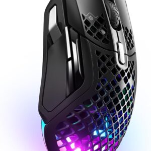 SteelSeries Aerox 5 – RGB Gaming-Mouse mit Öffnungen in der Oberfläche – Federleicht und wasserabweisend – Optischer TrueMove Air-Sensor mit 18.000 DPI