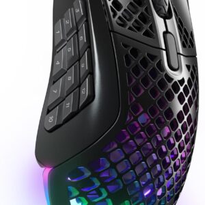 SteelSeries Aerox 9 Wireless – RGB Gaming-Mouse mit Öffnungen in der Oberfläche – Federleichtes, wasserabweisendes Design – 18 Tasten – Bluetooth/2,4 GHz – Optischer TrueMove Air-Sensor mit 18.000 DPI