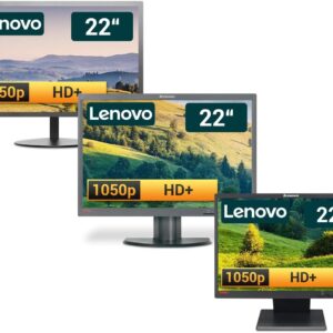 Lenovo 22 Zoll Business Computer Monitor, Desktop Gaming Monitor, HD+ (VGA – DVI – VESA), PC Bildschirm, schwarz/Silber (Generalüberholt)