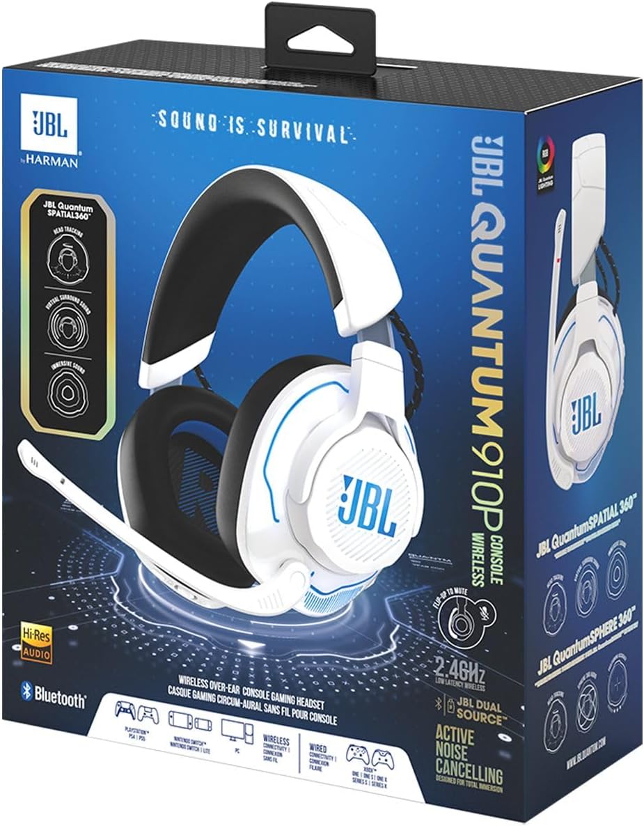 JBL Quantum 910P Over-Ear Gaming Kopfhörer – Für die Playstation und weitere Konsolen – Mit Head-Tracking-Funktion, ANC und 39 Stunden Akkulaufzeit – Weiß – Bild 5