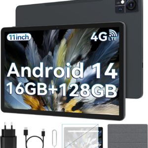2025 Tablet 11 Zoll Android 14 | Dual 4G SIM 5G WiFi, 16GB RAM + 128GB ROM/1TB TF | Tablet Mit Schutzhülle | Octa-core Gaming Tablets | 13MP + 8MP | 7000mAh | 1280 x 800 | BT 5.0 | GMS | GPS | Grau