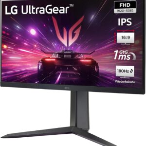 LG Electronics 24GS65F-B.AEU Ultragear™ FHD Gaming IPS-Monitor 24″ (60,47cm), 1920 x 1080, 16:9, 1ms GtG, 180 Hz, HDR10, NVIDIA G-Sync™, AMD FreeSync™ – Schwarz
