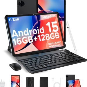DOOGEE U11 2025 Neueste Android 15 Tablet 11 Zoll 16GB+128GB (2TB TF) Widevine L1 Gaming Tablets, 8580mAh, Octa-Core, 2.4G+5G WiFi, 13MP+5MP, Tablet mit Tastatur, Maus, Stift, Hülle und Schutzfolie