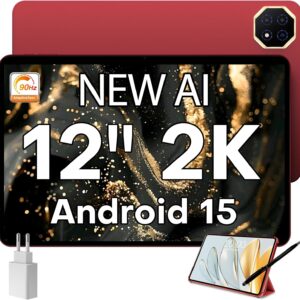 TECLAST T60AI Tablet 12 Zoll 2K Display 90Hz Tablets, Android 15 Neue KI-Funktion,16GB+128GB, 2.0GHz Octa-Core Gaming, TypeC, PC-Modus, 8000mAh, Widevine L1, Wi-Fi, BT5.4, Tablet Mit Stift&Hülle