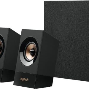 Logitech Z533 2.1 Lautsprecher-System mit Subwoofer, 120 Watt Spitzenleistung, 3,5 mm Eingang, Kopfhörerbuchse, Multi-Device, Bedienelemente am Steuergerät, UK Stecker, PC/TV/Tablet – Schwarz