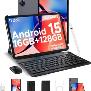 DOOGEE U11 2025 Neueste Android 15 Tablet 11 Zoll 16GB+128GB (2TB TF) Widevine L1 Gaming Tablets, 8580mAh, Octa-Core, 2.4G+5G WiFi, 13MP+5MP, Tablet mit Tastatur, Maus, Stift, Hülle und Schutzfolie