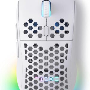 ×TMKB M1SE Gaming Maus mit 12800 DPI Optischer Sensor,Gaming Mouse 6 Programmierbare Tasten,Anpassbares RGB,Ergonomische PC Mouse-Weiß