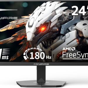Gaming Monitor 24 Zoll, 180 Hz, 1ms, AMD FreeSync, Full HD(1920 x 1080), Rahmenlos Bildschirm, Einstellbar, 300Nits, sRGB 110%, HDMI 1.4&DP 1.2-(MFG24F4L HDMI-Kabel im Lieferumfang enthalten