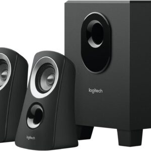 Logitech Z313 2.1 Lautsprecher-System mit Subwoofer, 50 Watt Spitzenleistung, 3.5 mm Eingang, Kopfhörerbuchse, Bedienelemente am Steuergerät, EU Stecker, PC/TV/Tablet/Handy – Schwarz