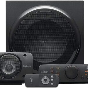 Logitech Z906 5.1 Sound System, Lautsprecher mit 1000 Watt Surround Sound, THX, Mehrere Audio-Eingänge, Fernbedienung, UK Stecker, PC/PS4/Xbox/Stereo-Anlage/TV/Smartphone/Tablet – Schwarz