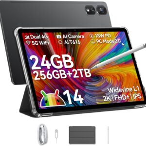 Blackview Tab 16 Pro Tablet Android 14, 24GB RAM + 256GB ROM (1TB TF) Gaming Tablet, Großes Display 11 Zoll Tablets, Simlockfrei Ohne Vertrag, 4G Dual SIM Tablet PC, inkl Stift und Hülle