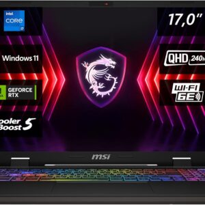 MSI Sword 17 HX, Gaming Laptop, 43,2 cm (17,0″) QHD+, Intel Core i7 Prozessor 14700HX, 16 GB DDR5 RAM, 1 TB SSD, NVIDIA® GeForce RTX™ 4070, Windows 11 Home, QWERTZ Tastatur, Schwarz, B14VGKG-037