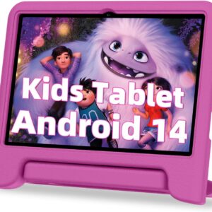 Kinder Tablet 10 Zoll, Octa Core Android 14 Tablet für Kinder, 10GB RAM+64GB ROM, 1280×800 LCD Touchscreens, 6000mAh, WLAN 5, BT5.0, Dual Kamera, GPS (Rosa)