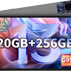 T65 MAX Android 14 Tablet 13″ Zoll [2024], Helio G99 Octa-Core 2.2GHz Gaming Tablet LTE, 20GB RAM+256GB ROM (5TB TF) Tablett, TDDI FHD,13MP+8MP,10000mAh,4G LTE/5G WLAN,TÜV/GMS/GPS/Widevine L1