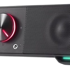 Speedlink Gravity RGB Stereo Soundbar – PC Lautsprecher mit Bluetooth Verbindung für Smartphone/Tablet und 3,5mm Klinke, RGB Beleuchtung, Kopfhörer- und Mic-Anschluss, schwarz