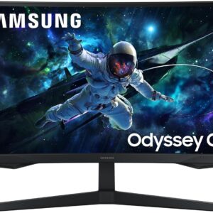 Samsung Odyssey G55C Curved Gaming Monitor, 27 Zoll, Bildschirm mit VA-Panel, 2.560 x 1.440 Pixel, 1.000R Radius, HDR10, AMD FreeSync, Bildwiederholrate 165 Hz, Reaktionszeit 1 ms (MPRT)