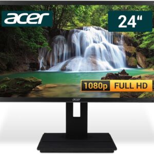 acer B246HL 24 Zoll Business Computer Monitor, Desktop Gaming Monitor, Full HD (VGA – DVI – Lautsprecher – VESA), PC Bildschirm, schwarz/Silber (Generalüberholt)