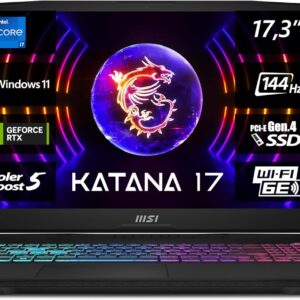 MSI Katana 17 Gaming Notebook, 43,9 cm (17,3 Zoll) FHD, 144 Hz, Intel Core i7-13620H, 2x8GB RAM, 1 TB SSD, RTX 4060 8 GB, Windows 11 Home, QWERTZ Tastatur, Schwarz, B13VFK-269