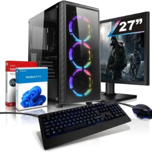 shinobee High End Gaming PC Intel Core i9 11900F 16 Threads 5.20GHz – GeForce RTX4060 8 GB – 32 GB 3000 MHz DDR4-1 TB M.2 SSD – Windows 11-27-TFT – WLAN – Gamer PC Computer Rechner – 7667