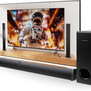 MEREDO Soundbar für TV Geräte PC Gaming Soundbar mit Subwoofer 2.1CH Abnehmbare 2-in-1 Computer Lautsprecher USB Audio Übertragung und verstellbarem Bässen/Höhen 5 EQ – HD-ARC/BT 5.4/Optisch/AUX-80cm
