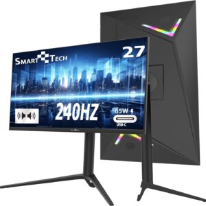 27 Zoll Gaming Monitor, 240Hz, MPRT 1ms, Mit Lautsprechern, Adaptive-Sync, VA Panel, FHD 1080P, 130% sRGB, Höhenverstellbar, Drehbarer，Type-C, HDMI, DP，VESA, PC Bildschirm -Schwarz