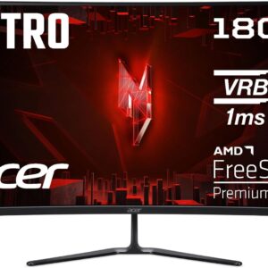 Acer Nitro ED320QR S3 Gaming Monitor 31,5 Zoll (80 cm Bildschirm) Full HD, 180Hz, 1ms(VRB), 2xHDMI 2.0, DP 1.4, Curved, DP/HDMI FreeSync Premium, Schwarz