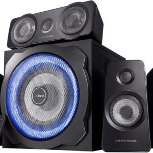 Trust Gaming 21738 GXT 658 Tytan 5.1 Surround PC Lautsprecher mit Subwoofer, Speakers mit LED Beleuchtung, Soundsystem für PC, Laptop, Konsole, TV, Schwarz, 180 W (90 W RMS)