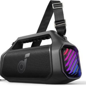 soundcore Boom 2 Plus Outdoor Lautsprecher, 140W, 2+2 Channel, BassUp 2.0, 20h, Schnellladung, IPX7 wasserdicht, RGB Lichter, USB-C, Power Bank, BT 5.3, tragbarer Bluetooth Lautsprecher, Camping